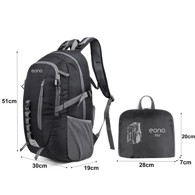 Eono 可摺疊行山背囊 35L 黑色 實物圖 2
