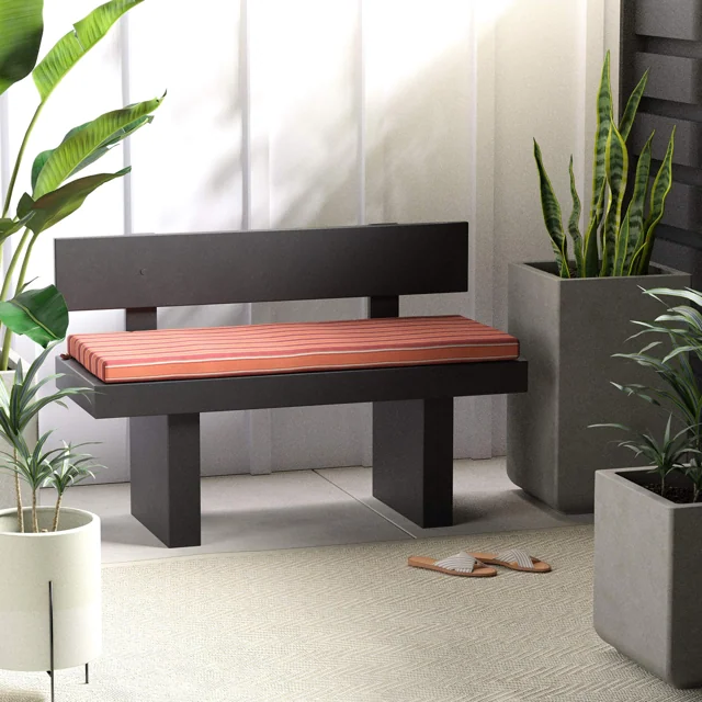 AmazonBasics 戶外長椅墊 紅色條紋 實物圖 2